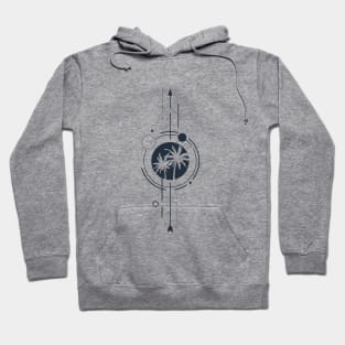 Palms At Night. Geometric, Line Art Style Hoodie